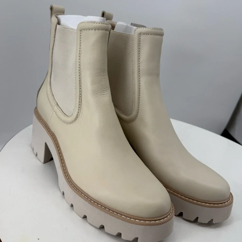 Dolce Vita Cream Lug Sole Chelsea Boots Size 10 Platform Ankle Boot Size 10 NWOB